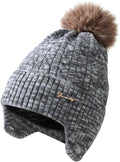 FENELY Women's Knitted Warm Beanie Winter Hat, Warm Chunky Snow Hat with Pompom