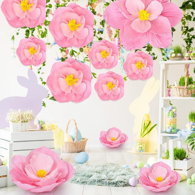 Giant Paper Flowers Artificial Large Paper Flower Decoration for Handcrafted Wall Backdrop Christmas Mexican Wedding Graduation Bridal Shower Birthday Party Supplies(Gradient Pink,24 Pcs)