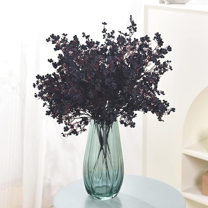 15PCS Artificial Baby Breath Flowers Fake Silk Real Touch DIY Floral Bouquets Decor Wedding Party Decoration Arrangements-Black