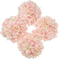 Hollyone Pink Silk Hydrangea Artificial Flowers Heads 7.4inch Large Fake Hydrangea 4Pcs Full Faux Flowers with Stems for Wedding Party Table Centerpieces Flower Arrangement Home Decor