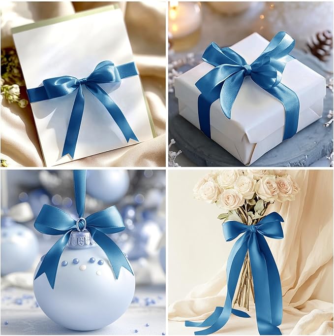 Blue Ribbon 1-1/2 inch Royal Blue Satin Fabric Ribbon 50 Yards for Craft Wrapping Flower Bouquet Hair Bow Making Wedding Invitations Party Decoration