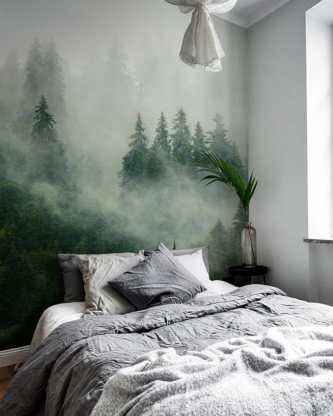 Forest Wall Murals Peel and Stick Forest murals Removable Waterproof Large Wallpaper for Living Room Bedroom (Color-3, 118×82 inch)