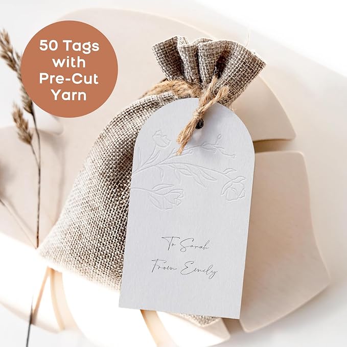 50 Floral Thank You Gift Tags with String Attached, Small Thank You for Celebrating with Us Gift Bag Tags for Presents and Personalized Party Favors - Baby Shower, Wedding, Bridal Shower, Birthday