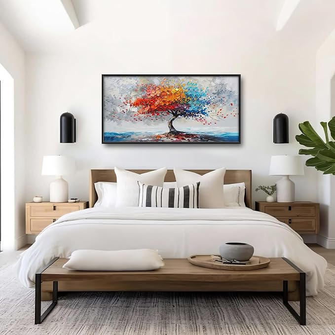 Colorful Tree Wall Art Abstract Rainbow Tree of Life Pictures Wall Decor Large Modern Vibrant Canvas Prints Framed Artwork Home Decorations for Bedroom Living Room Dining Room Office Hotel 60"x30"