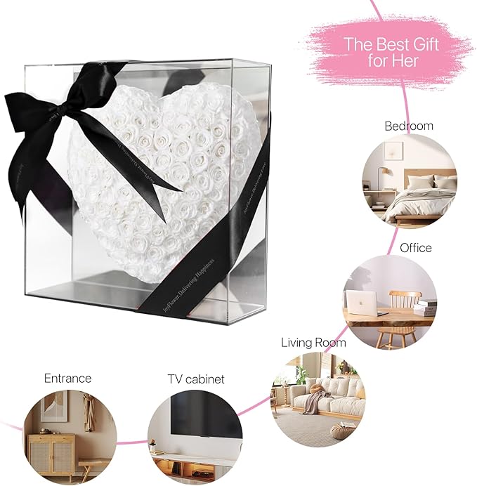 JoyFlower About 140pcs Preserved Roses Gift, Real White Eternal Roses for Women, Long Lasting Forever Flowers with Gift Box for Mom Girlfriend Wife Her in Valentines Mother's Day Birthday Anniversary