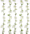 2Pcs Artificial Cherry Blossom Flower Garland Silk Fake Hanging Flower Vines for Home Wedding Decoration 7.2FT, White