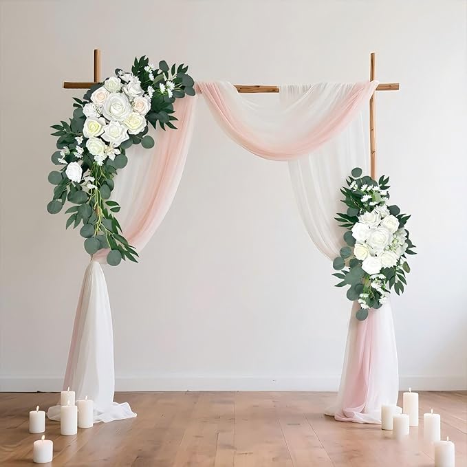 Flowers for Wedding Arch Set of 2 - Artificial Floral Swag for Ceremony Backdrop & Arch Decoration - Fake Flowers for Arch Backdrop, Balloon Arch & Wall Decor