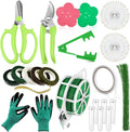 WILLBOND 121 Pcs Floral Arrangement Tool Kit Rose Thorn Remover Pruner Trimmer Gloves 22/26 Gauge Paddle Tie Stem Pearl Corsage Pin Pruning Shears, Florist Garden Tool Gift Kit for Women(Green)