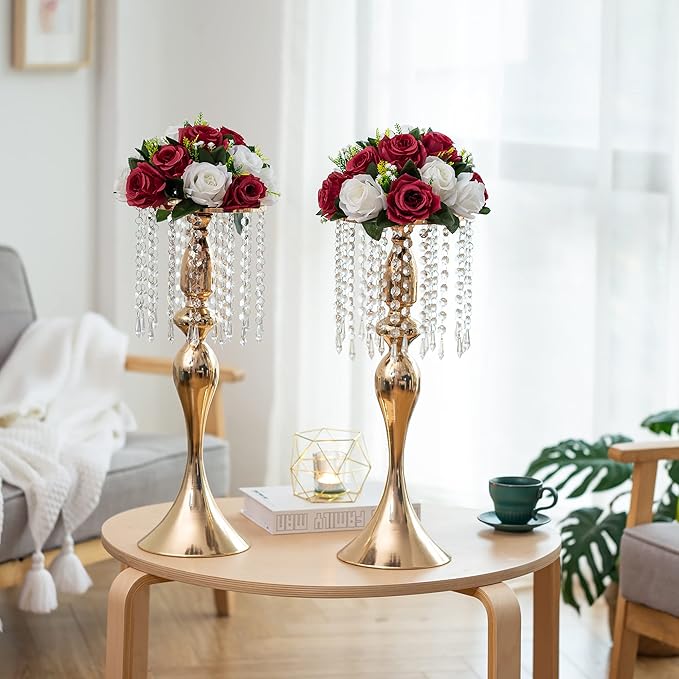 Flower Centerpieces for Wedding Tables: Wedding Table Decorations Burgundy & White Flower Balls Centerpieces for Engagement Cerebration Party Center Pieces 6 Packs