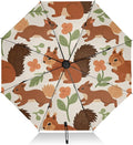 Squirrels and Flowers Pattern Print Folding Umbrella Compact Travel Automatic Open Close Sun UV Protection Reverse Inverted Umbrella for Rain Women Men Outsid