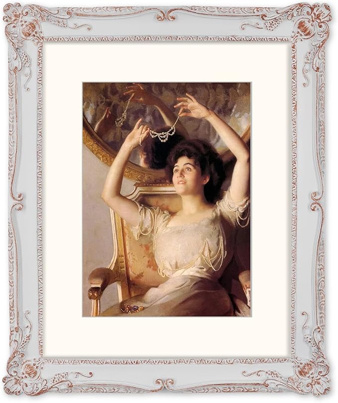 SIMON'S SHOP 11x14 Picture Frame Matted to 8x10 Photo, White Picture Frames 11x14 with Mat, Vintage Gallery Wall Display Poster Frame