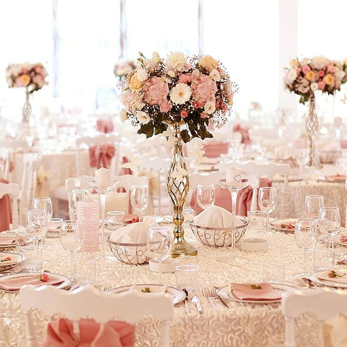 12Pcs Large Wedding Centerpiece Table Decorations Tall Metal Flower Arrangement Stand Elegant Flower Gold Vases for Centerpieces Candle Holder for Tables Wedding Party Ceremony Birthday Event Decor