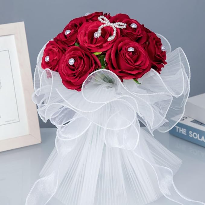 Ochine Bride & Bridesmaid Bouquets for Wedding, Silk Hand Holding Flower Bouquet for Valentines Day Decor, Party Supplies and Home Decor