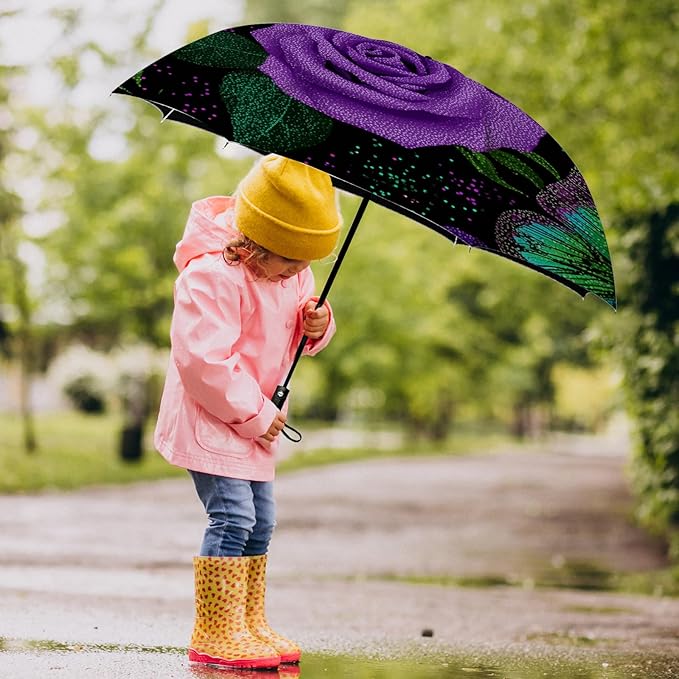 Small Compact Travel Automatic Folding Umbrella for Women, Portable Lightweight, Rain, Wind, UV Sun Shade