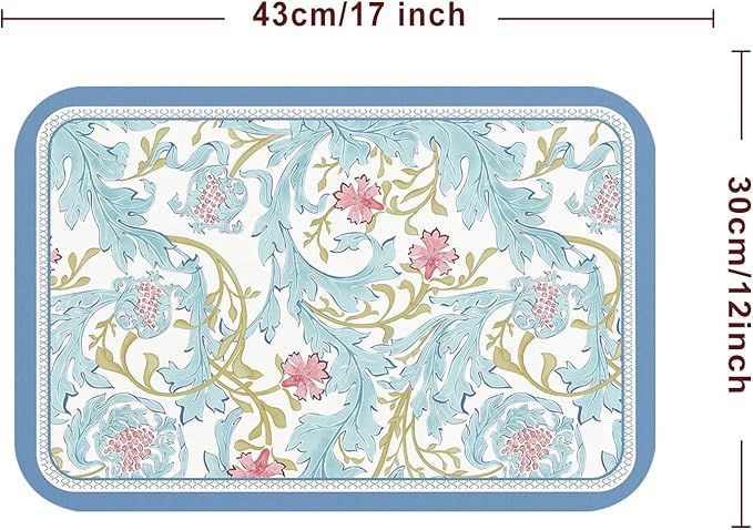 patdrea Red Blue Flower Rectangular PVC Placemats, Pack of 6, Waterproof Insulation, Soft and Durable, Suitable for Dining Table, Kitchen and Coffee Table Decoration,12"*17"