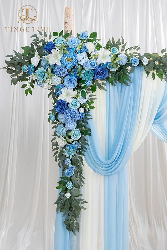 TINGE TIME Artificial Arch Flowers Kit Pack of 5, Wedding Decorations for Reception with Hanging Flowers, Wedding Arch Silk Floral Arrangements Ceremony Backdrop French Country Outdoor Party Decor