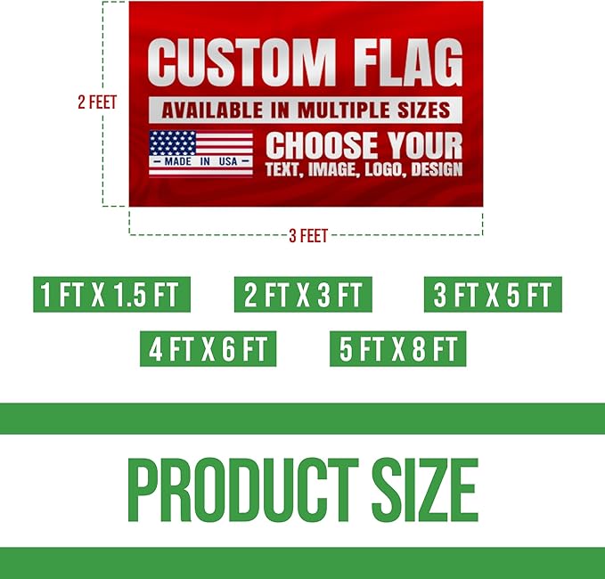 Custom Flag (1x1.5FT to 5x8FT) by BCB Print for Business | Personalized Outdoor Flags with Grommets for Advertising, Events | HD Printed Custom Sign Flag | Express Dispatch+Ship | Made in USA