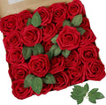 AmyHomie Artificial Flowers Dark Red Rose 50pcs Real Looking Fake Roses w/Stem for DIY Wedding Bouquets Centerpieces Arrangements Party Baby Shower Valentines Day Christmas Tree Decorations