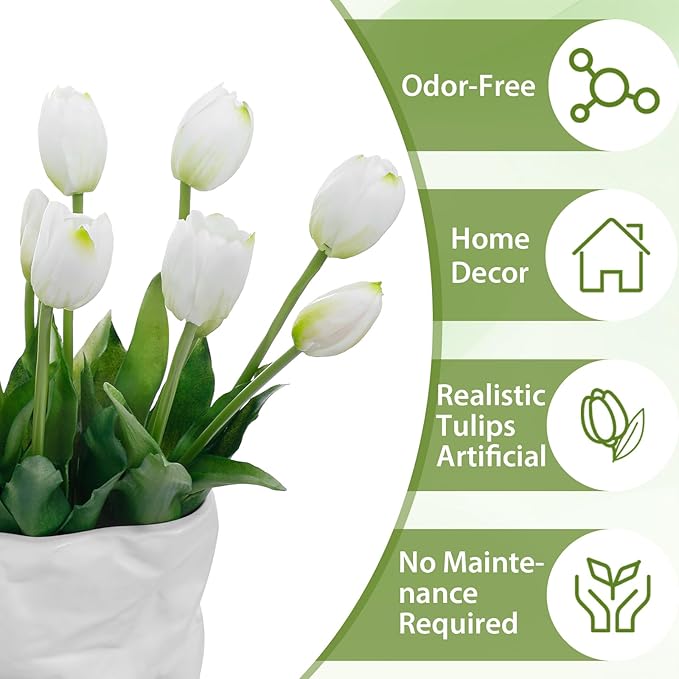15 Pcs Artificial Flowers Tulips Real Touch Latex Plastic Soft Faux Bouquets for Party, Wedding, Home, Room, Garden Decor (Fall Purple)