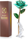 Sinvitron Gold Dipped Rose 24K Real Rose, Long Stem 24k Gold Plated Rose with Stand, Birthday Gift for Women,Gifts for Mom, Dipped Gold Rose for Anniversary, Mothers and Valentines Day (Light Blue)