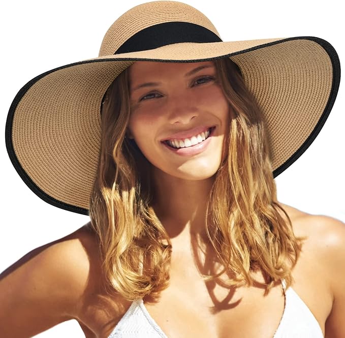 FURTALK Womens Sun Straw Hat Wide Brim UPF 80 Summer Hat Foldable Packable Floppy Beach Hats for Women