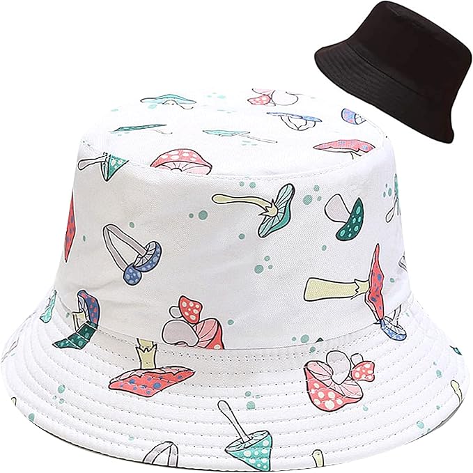 XYIYI Cute Bucket Hat Beach Fisherman Hats for Women, Reversible Double-Side-Wear