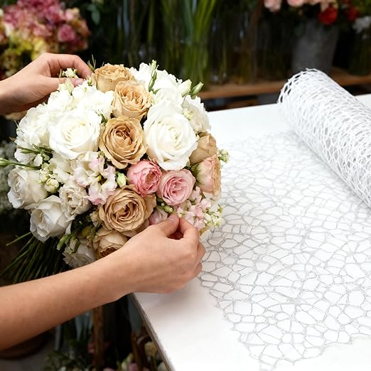 42cm*5Yards Papel Coreano para Flores, White Korean Wrapping Paper, Pearl Mesh Floral Wrapping Paper(Pure White)