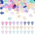 90Pcs Glass Cross Beads Crystal Crucifix Beads Colorful Jesus Cross Easter Charm Bead Loose Spacer Crosses Bead for DIY Craft Bracelets Earrings Necklaces Lanyard Jewelry Making
