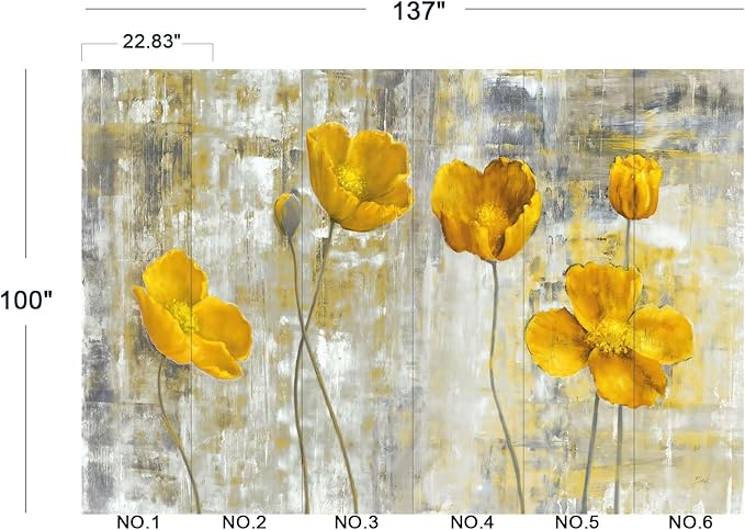 Yellow Oil Painting Flowers Wall Mural Wallpaper for Bedroom 137" x 100"