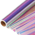 SYOGUA 66 ft Iridescent Cellophane Wrap Roll (17'' Wide x 66' Long) Transparent Iridescent Cellophane Roll, Rainbow Colored Gift Wrapping Plastic for Baskets, Treats, DIY Crafts, Christmas Gifts