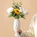 White Ceramic Torch Vase with Spiral Design - 8.8" Unique Flower Vase for Pampas Grass & Centerpieces, Decorative Boho/Farmhouse Vase for Living Room, Office Desk & Gift for Her/Yourself