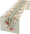 Watercolor Floral Table Runner, Red Wildflowers Botanical Nature Farmhouse Design Table Runner for Kitchen Dining Home Party, 13x70 Inch