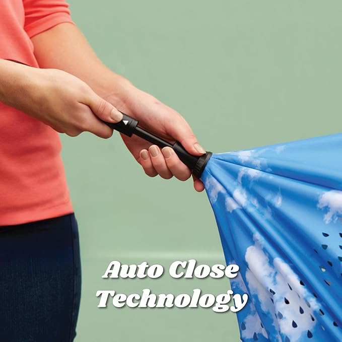 Totes Auto Reverse Close Windproof Stick Inbrella with Water Repellent Protection