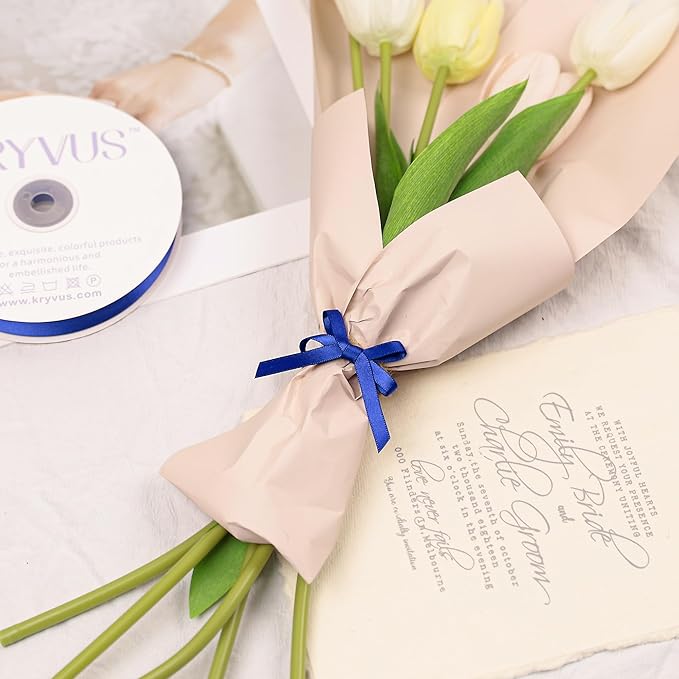 Royal Blue Satin Ribbon, Double Faced 1/4 Inch X 25 Yards Royal Blue Ribbon, Premium Satin Ribbon for Gift Wrapping, Crafts, Hair Bow Making, Sewing, Flower Bouquet, Wedding Party Decor