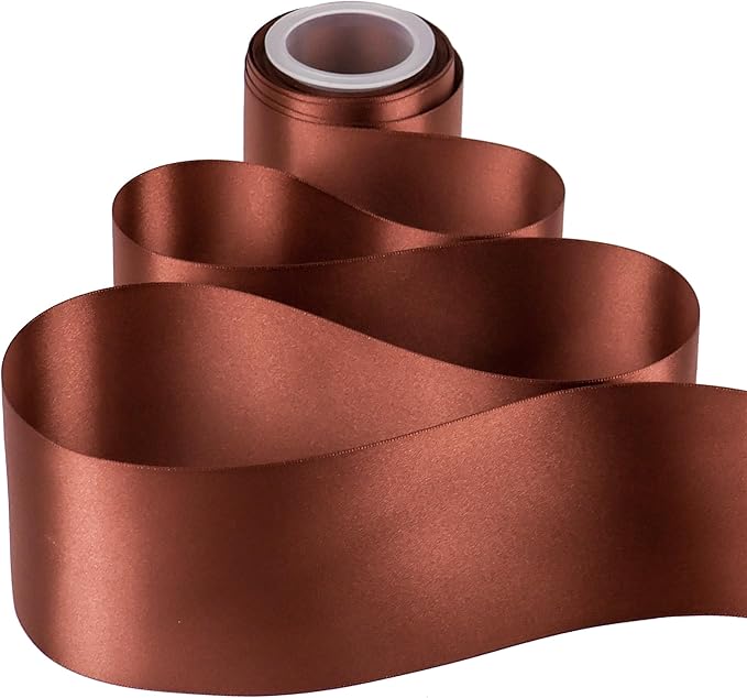 MEEDEE Rust Satin 3 Inch Ribbon Lux Double Faced Satin Ribbon Wide Fall Autumn Colored Ribbons by 10 Yards Rust Ribbons for Christmas Tree, Weddings, Flower Bouquet, Wreath Bow Making
