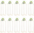 Nuptio Gold Vases for Centerpieces Wedding with Acrylic Panel - 10 Pcs 31.5 inch Tall Gold Vase Wedding Centerpieces for Tables - Geometric Centerpieces Table Flower Stand for Weddings Centerpieces
