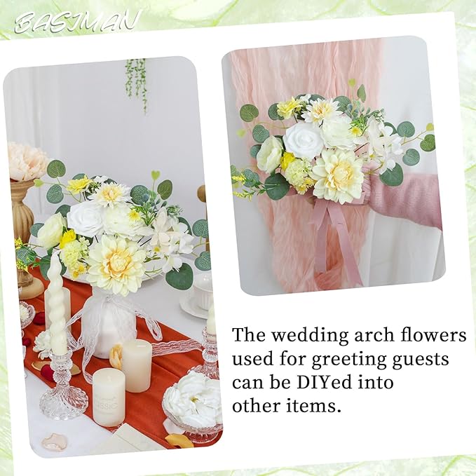 2pcs Wedding Arch Flowers,Wedding Welcome Sign,centerpieces for Tables,Reception Backdrop Table Decorations Welcome Sign (Yellow)