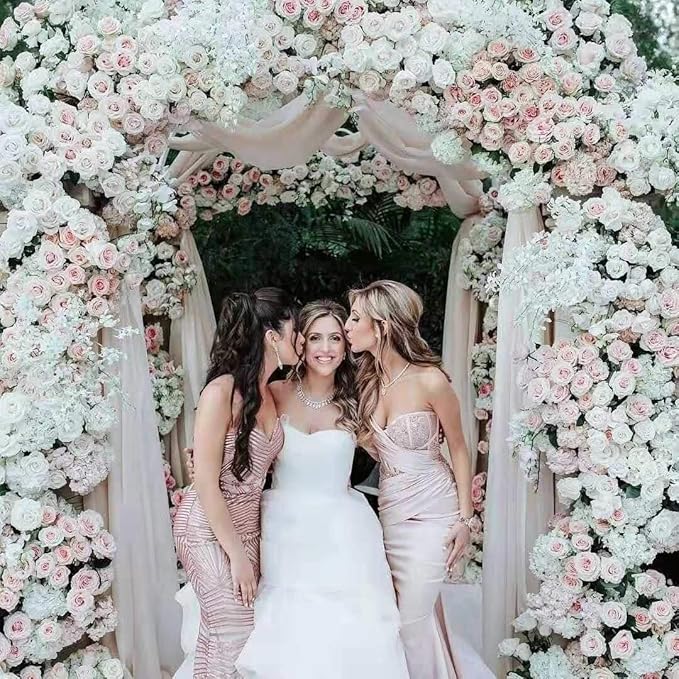 Silk Hydrangea Heads with Stems Artificial Flowers Heads for Home Wedding Decor,Pack of 10 (White)