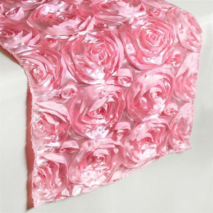 Efavormart Wonderland Rosette Premium Table Runners for Weddings Party Banquets Decor Fit Rectangle and Round Table - Pink