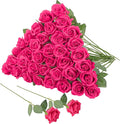 36 Pcs Hot Pink Artificial Roses with Long Stems, Fake Silk Rose Artificial Flowers Bulk for Bridal Wedding Bouquet Centerpiece Ball Arrangement Party Decor