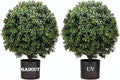 Artificial Boxwood Ball Topiary Tree, Set of 2 Boxwood Ball-Shaped Artificial Topiary, for Porch Outdoor or Indoor