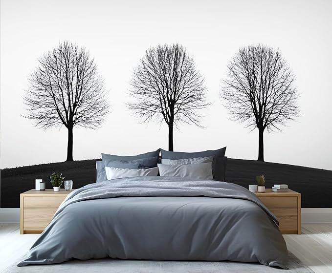 KIREUPA Minimalist Tree Wall Mural, Elegant Tree Silhouette Poster 3d Wall Murals, Modern Forest Wallpaper Mural, for Living Room Bedroom Large Wallpaper Indoor Decor 78.7" W x55.1 H