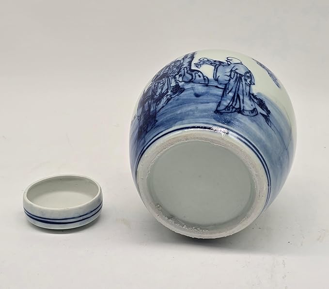 Retro Antique Like Style Blue and White Porcelain ancients Ceramic Covered Jar Vase, Ginger Jar,China Ming Style, Jingdezhen (LJ8)