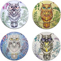 Watercolor Owl Round Coaster Set - Made of Recycled Rubber - Set of 4