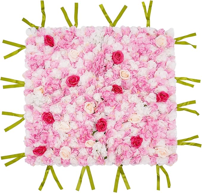CNCEST Artificial Flower Wall Panels, Flower Wall Mat Silk Rose Flower Panels, Artificial Flower Wall Background (Type 3)