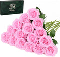 Waipfaru 16 Pcs Valentines Day Flowers, Fake Roses Artificial Flowers with Long Stems, Silk Pink Roses Bouquet for Wedding Vase Mothers Day Flower Arrangement Home Decor (Pink)