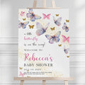 Personalized Baby Shower Welcome Sign For Outdoor, A Little Butterfly Is On The Way Baby Shower Sign, Butterfly Gender Decorations, Baby's Due Date Calendar Welcome Signs