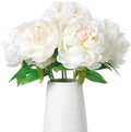 Ivory White Peonies Artificial Flowers, 6 Pcs 16 Inch Realistic Faux Silk Peonies Flowers for Vase Arrangements, Wedding Centerpiece, Home Decor Indoor Outdoor