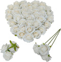 Artificial Satin Rose Flower Heads,42 Pcs Silk Rose Heads with Stems,3.5'' Rose Artificial Flowers Bulk,Artificial Rose Flower Heads for DIY Crafts Bouquet (42, White)