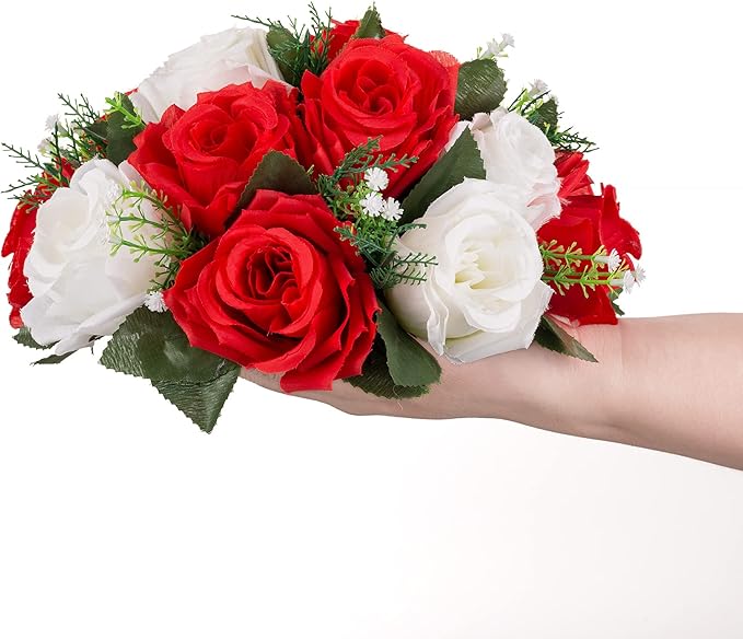 Flower Centerpieces for Wedding Tables: Wedding Table Decorations Red & White Flower Balls Centerpieces for Engagement Cerebration Party Center Pieces 2 Packs